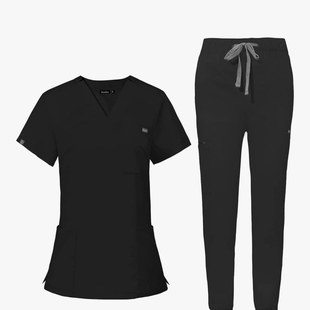 Black Scrub Set Top and yoga joggers! Very nice material!!!